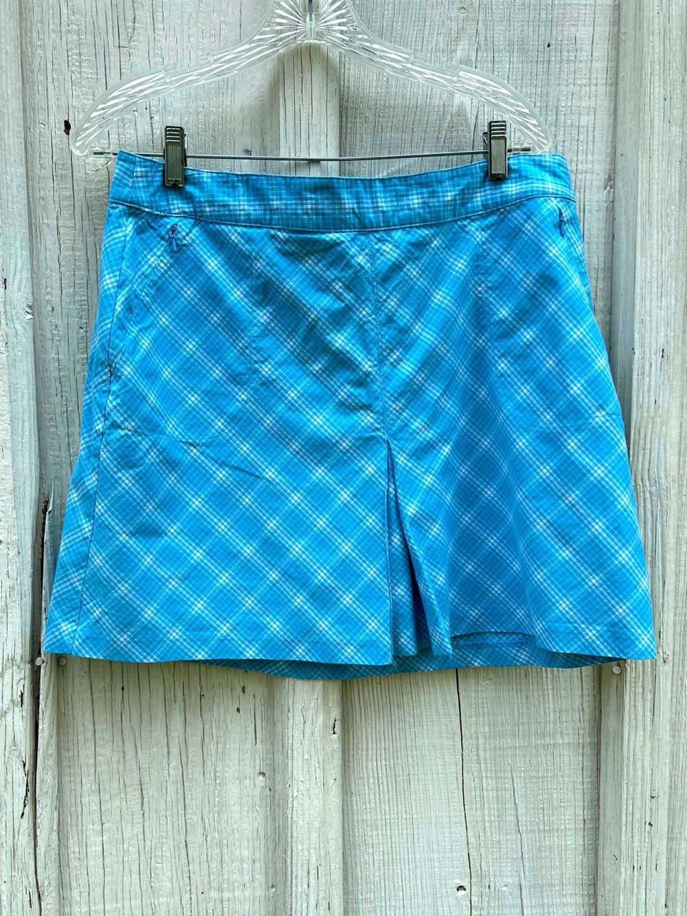 Lady Hagen Teal Plaid Golf Skort Skirt Shorts Sz 10 Athletic Activewear